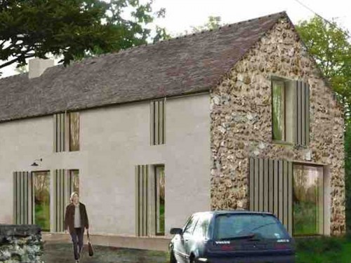 Maison vue 3D, accès route